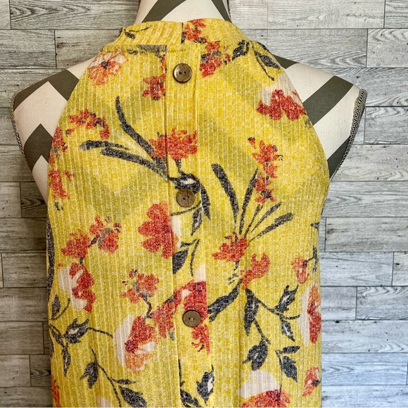 W5 Women’s Floral Halter Top Yellow/Orange Ribbed / Size-Small - Picture 7 of 10
